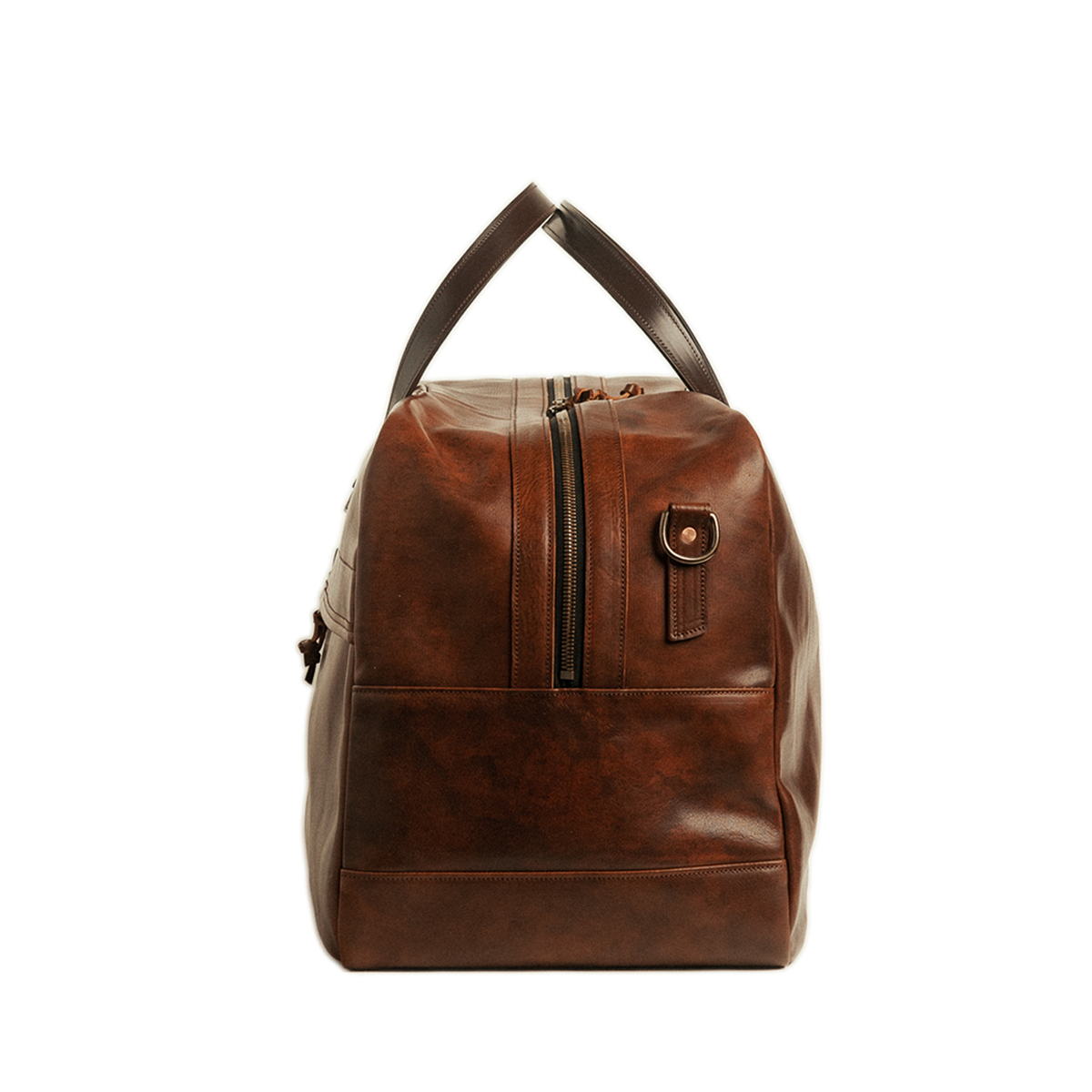 Brown leather backpack on a white background