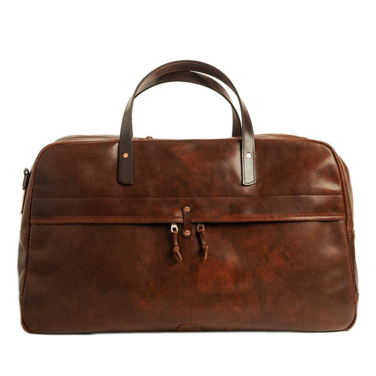 Brown leather briefcase on a white background
