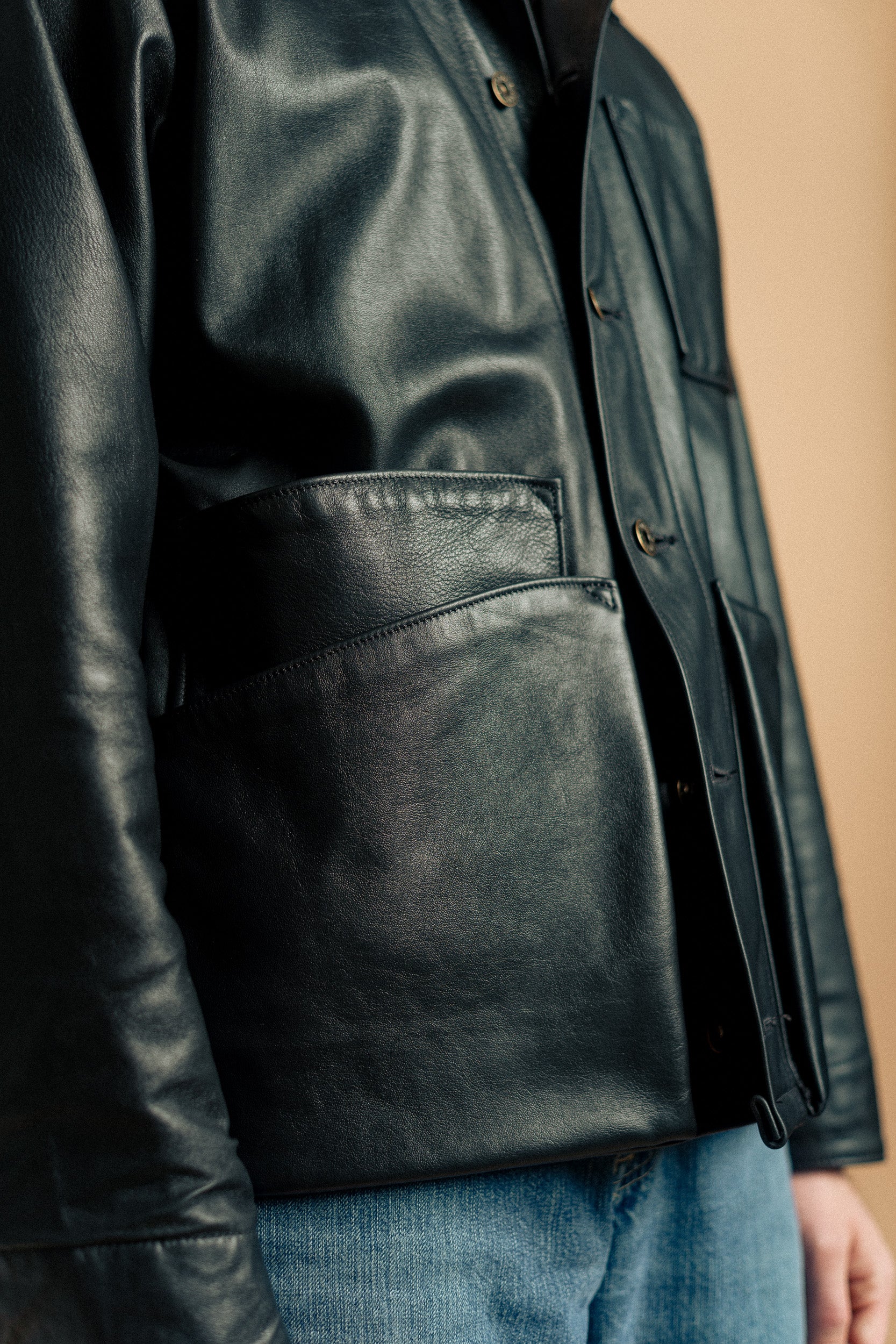 Amos Chore Coat - Black Pinncacle Horween Horsehide