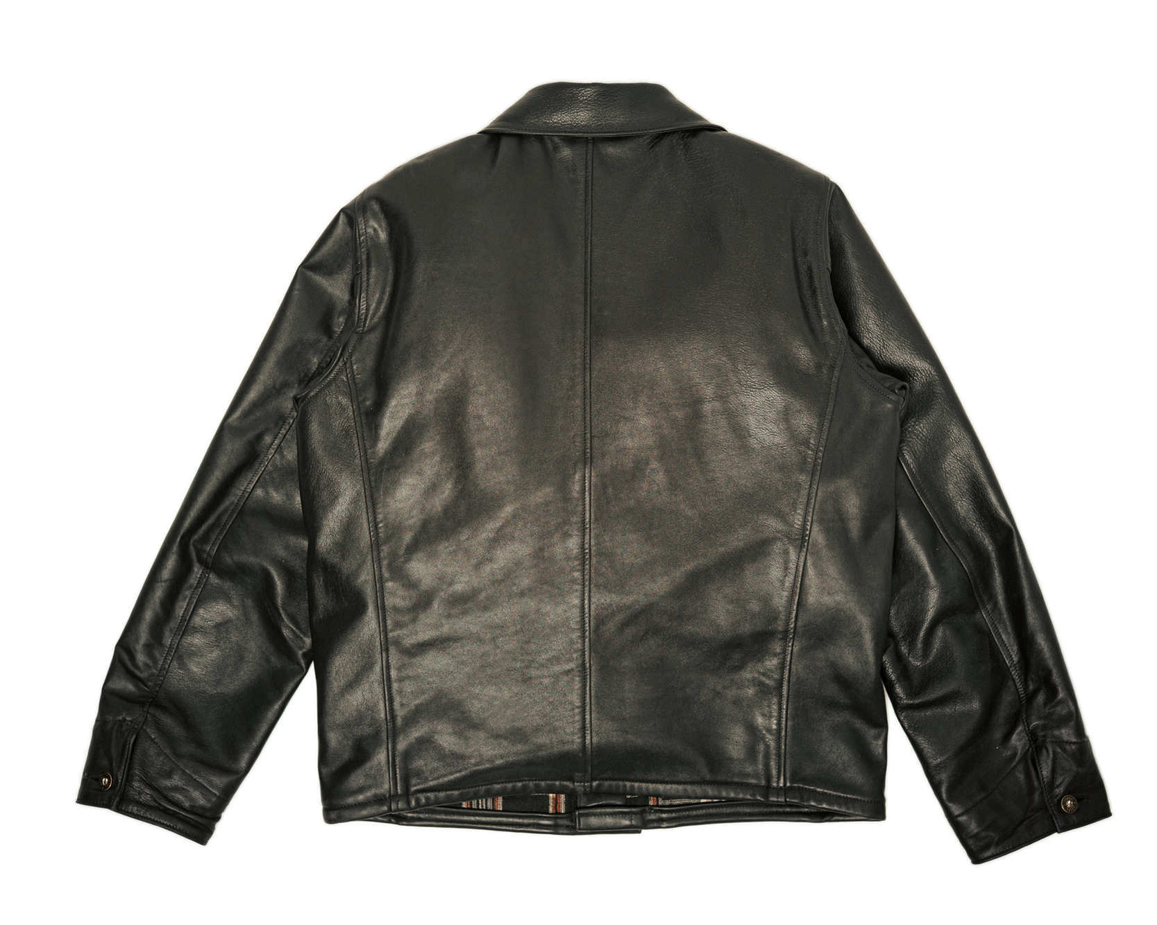 Black leather jacket on a white background