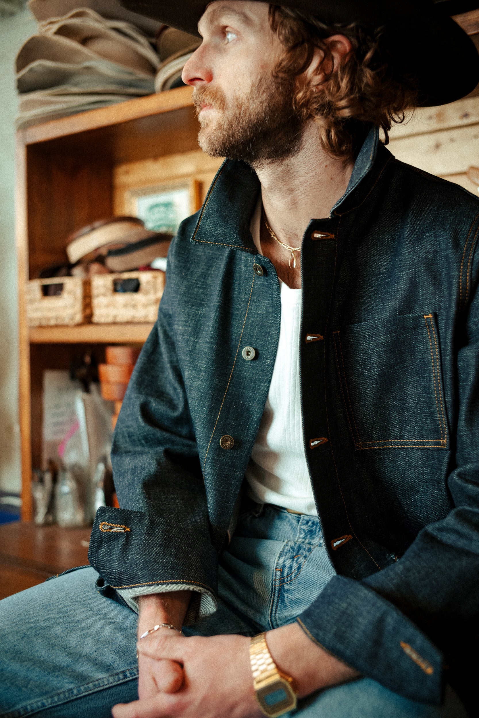 Amos Chore Coat - Rigid 15oz Japanese Selvedge Denim