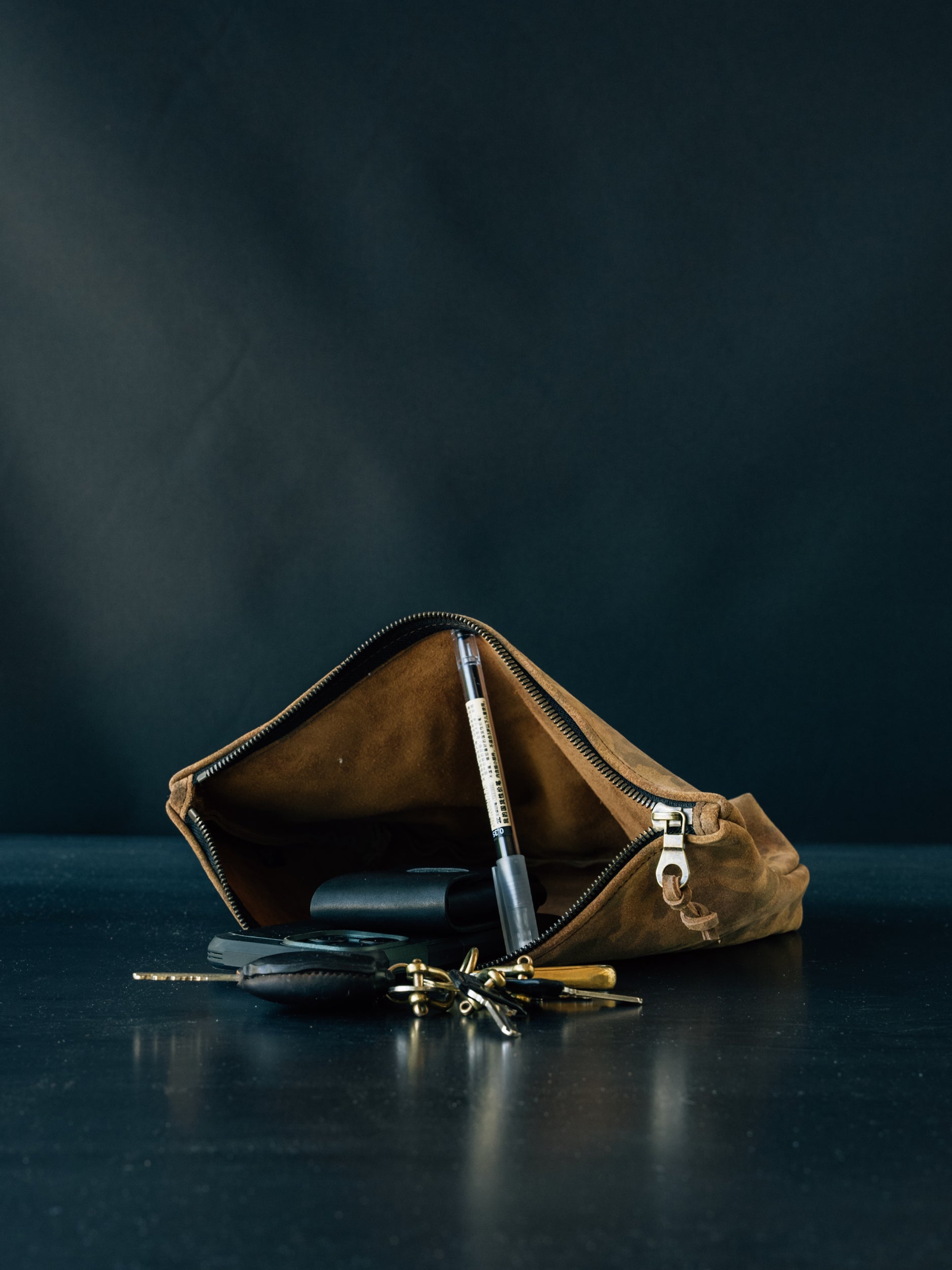 Dylan Zip Pouch - MEDIUM - Caravaggio Suede Camo - overstock