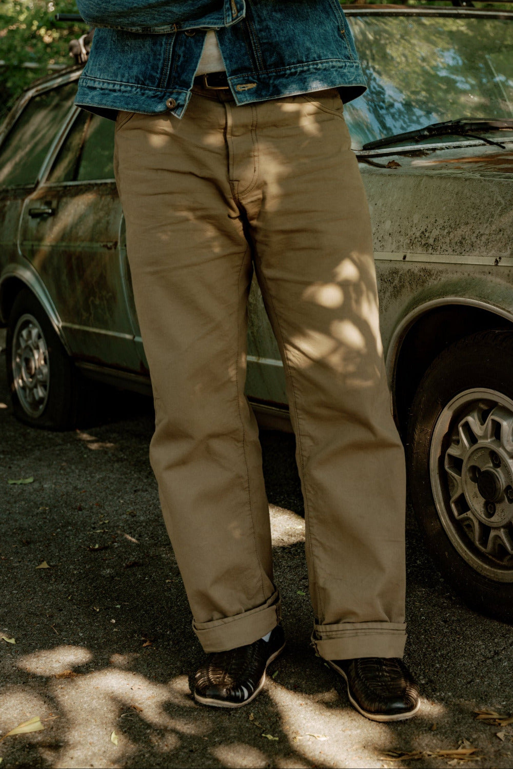 Holden Wide Leg- 11.25oz Rinsed Khaki Selvedge Canvas