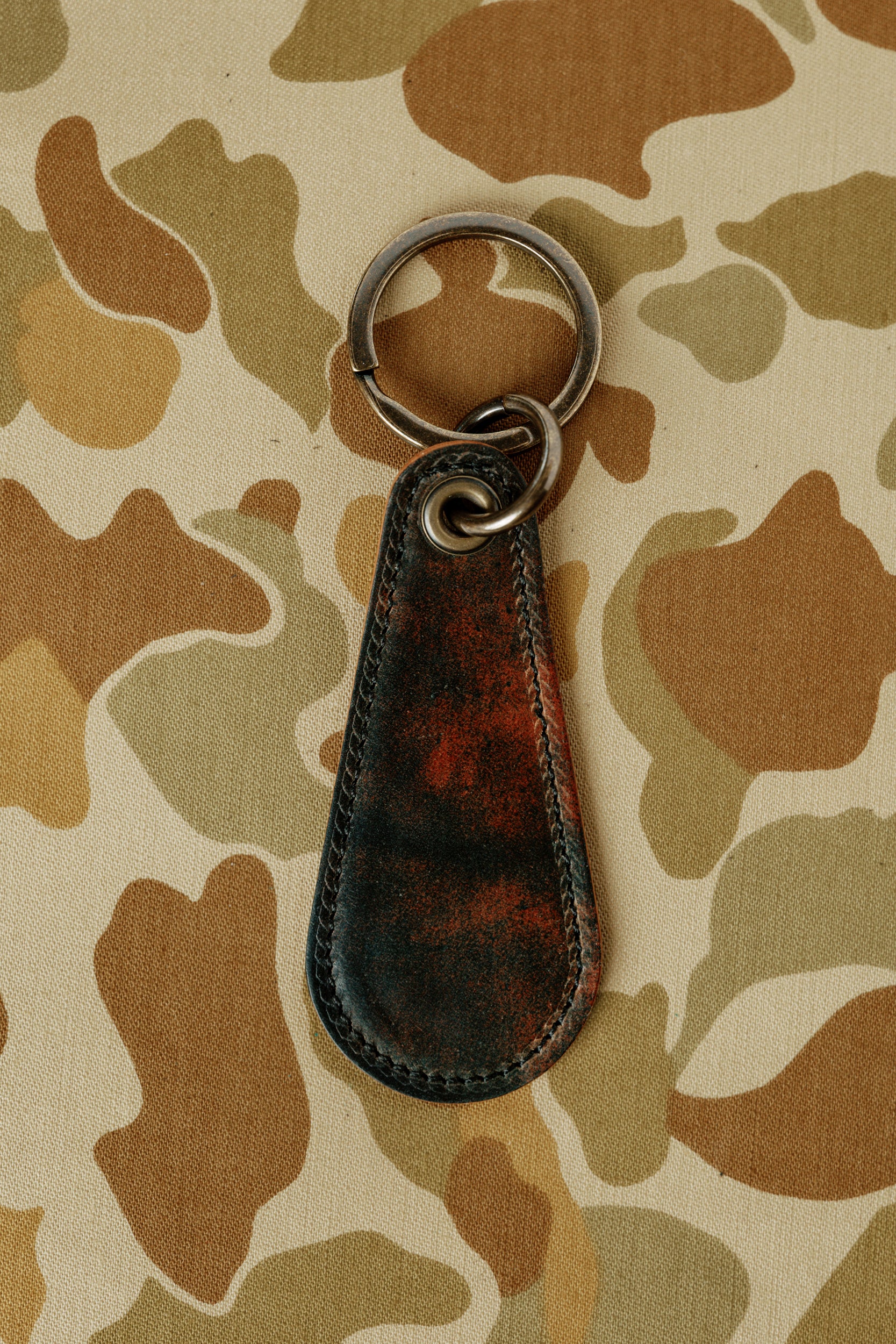 Tear Drop Key Ring - Marbled Shell Cordovan