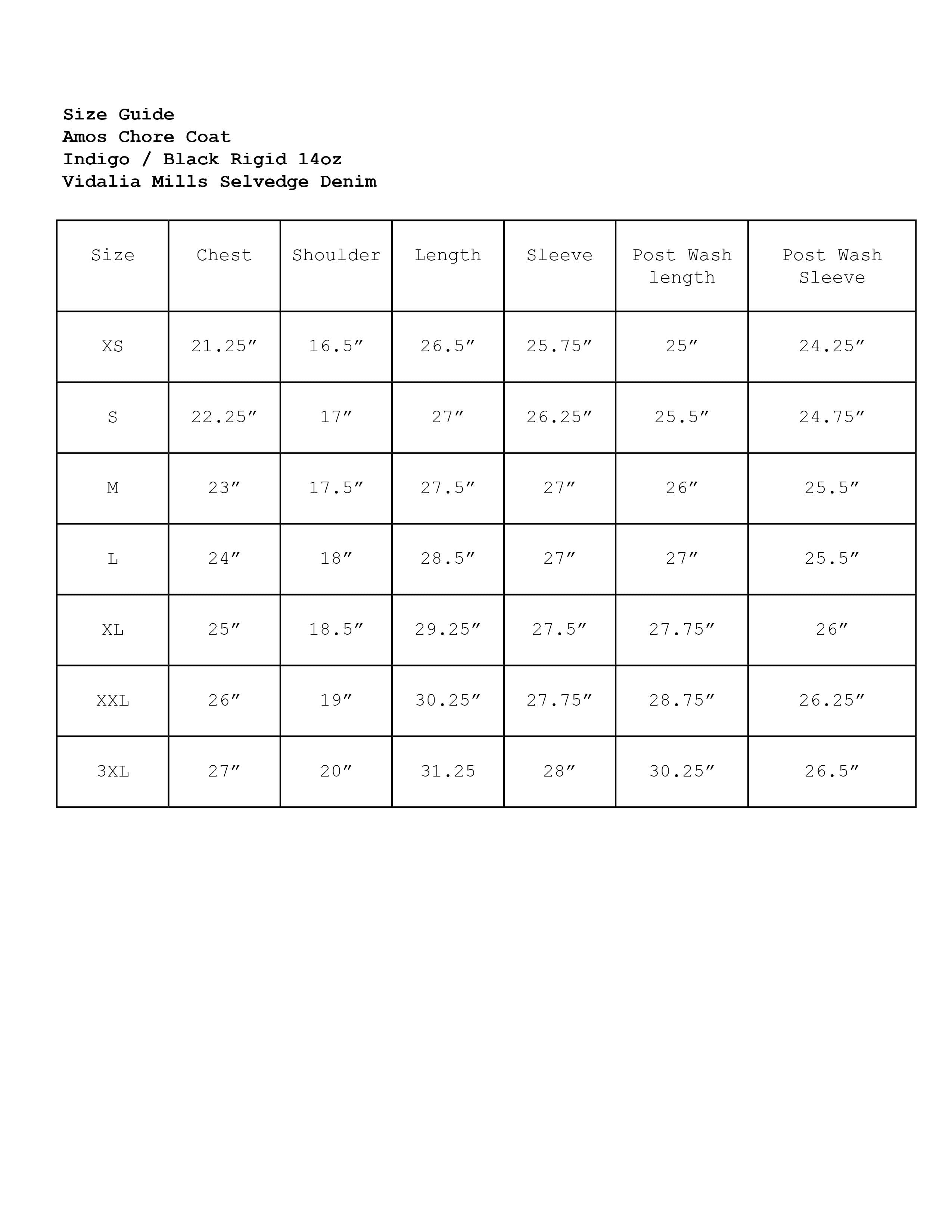 Amos Chore Coat - Indigo/Black - OLD FIT -2.5 / 3XL