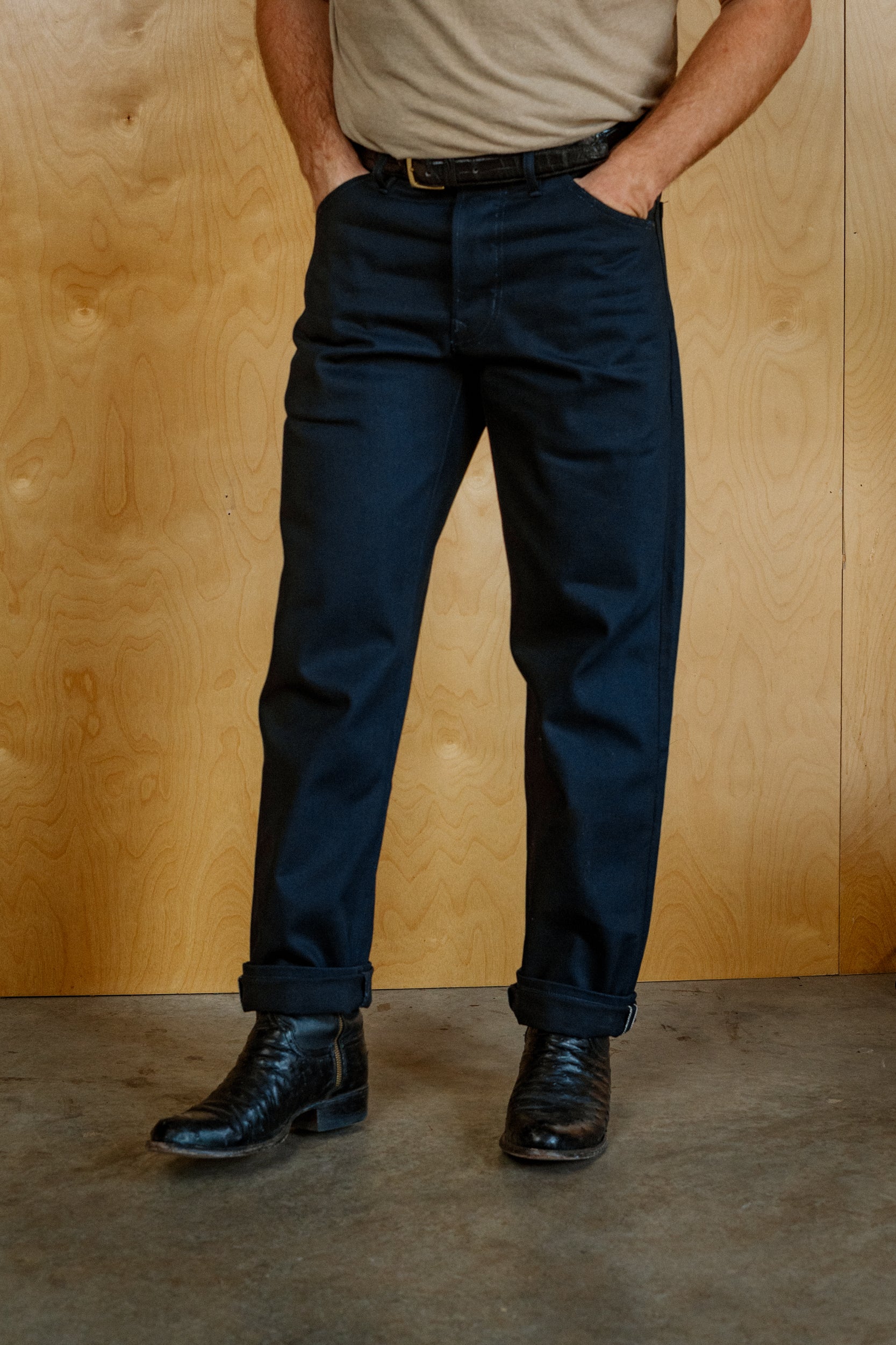 Stratton Straight Fit Jeans - 14oz American Selvedge - Indigo / Black