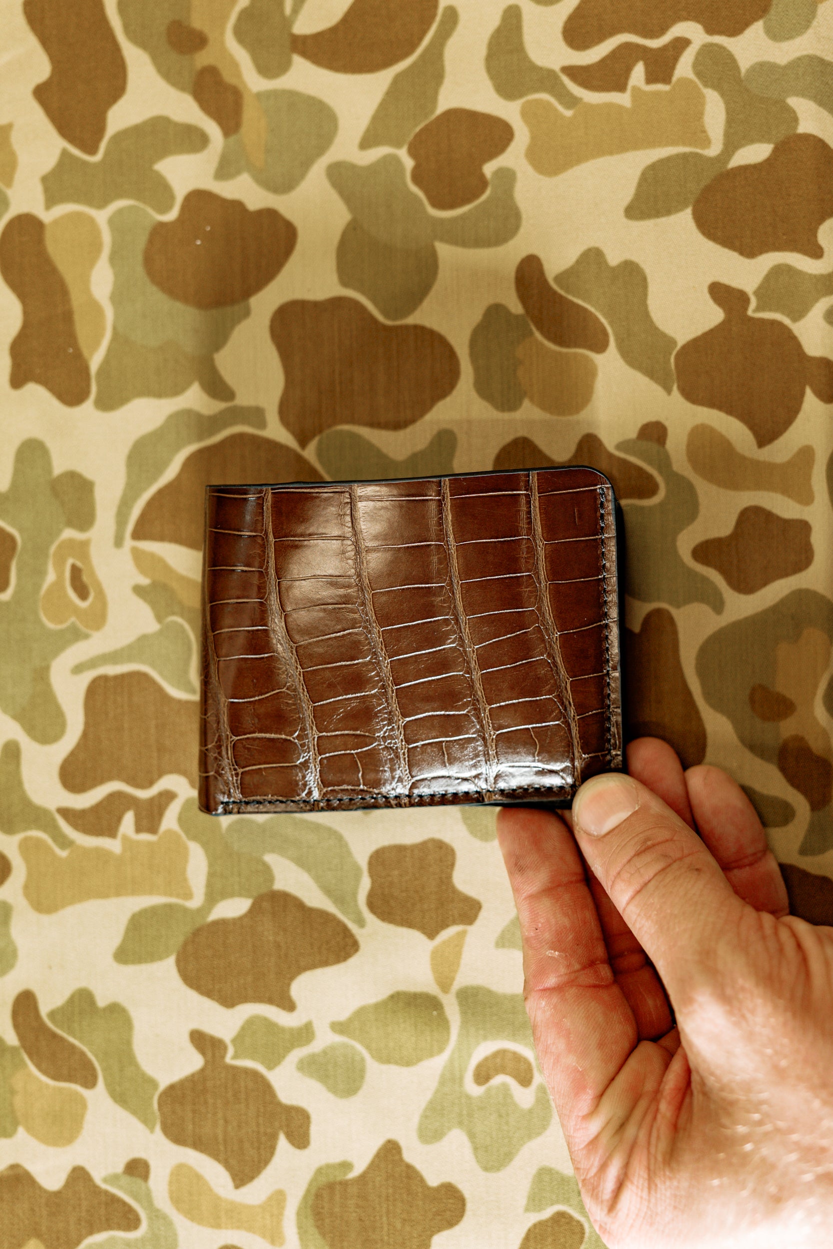 Klein Wallet -Graphite American Alligator / Italian Veg Tan interior - Tail Cut