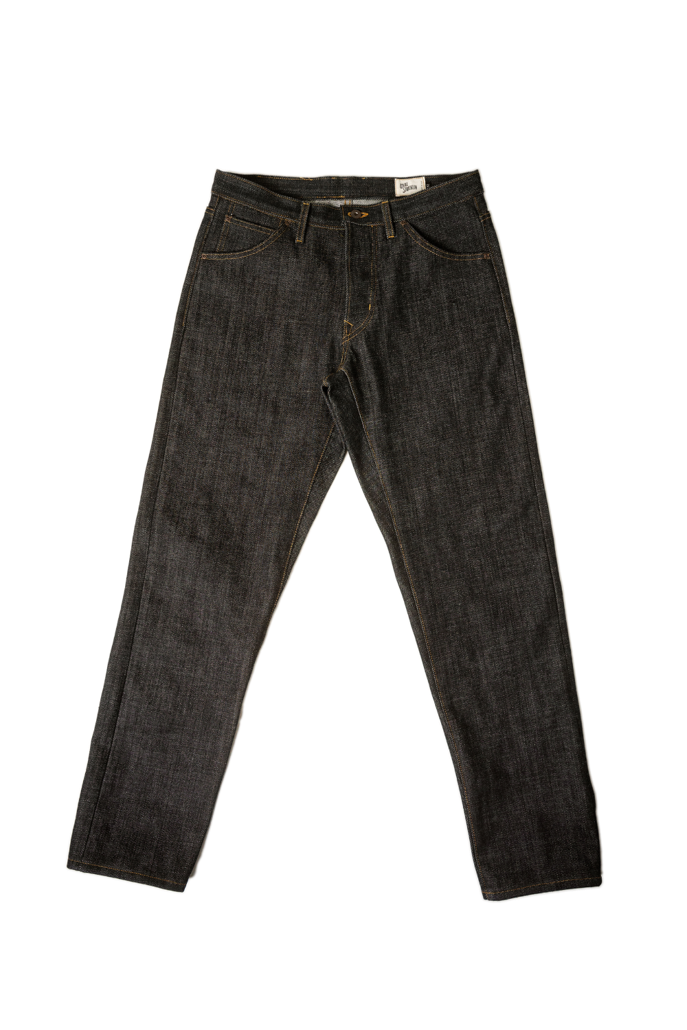 Dark blue jeans on a white background