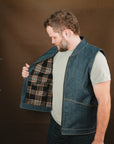 Ansel Vest - Rigid Vidalia Mills Selvedge Denim - Japanese Wool Liner - One Off - Large