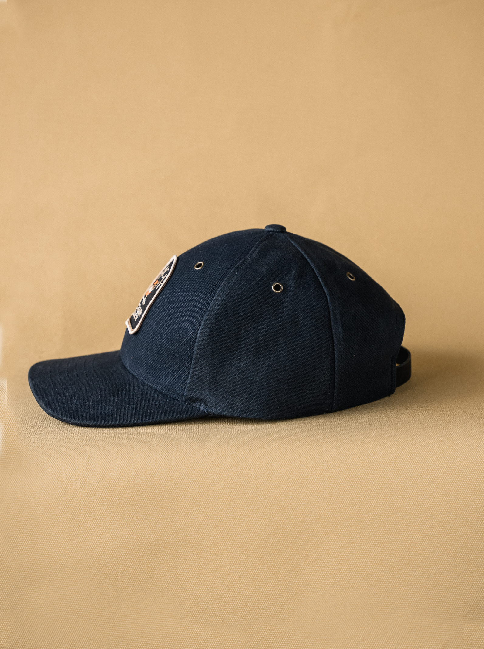 Waxed Canvas Baseball Hat - Black Wolf Patch